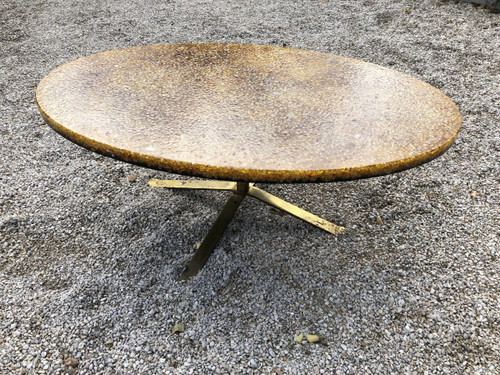 Table Basse En Résine Et éclat De Verre 1970 Pierre Giraudon - Résine Fractale