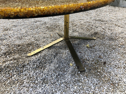 Table Basse En Résine Et éclat De Verre 1970 Pierre Giraudon - Résine Fractale