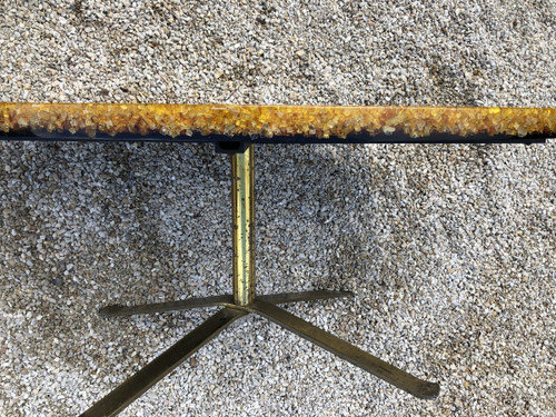 Table Basse En Résine Et éclat De Verre 1970 Pierre Giraudon - Résine Fractale