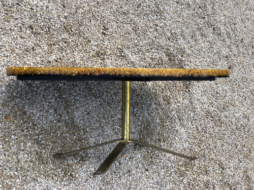 Table Basse En Résine Et éclat De Verre 1970 Pierre Giraudon - Résine Fractale