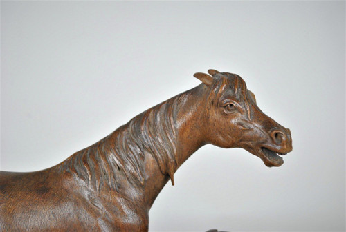 Cheval En Bois Sculpté, Forêt Noire, XIXème Siècle