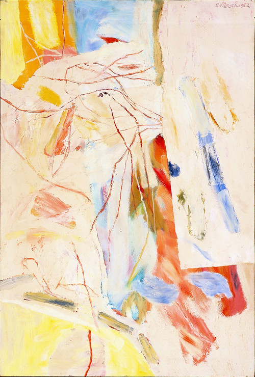 Abstraktes impressionistisches Gemälde auf Tafel „Ineffable“ von Pierre Vlerick.