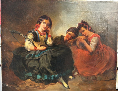 Gemälde - Gemälde auf Leinwand Orientalismus Ende des 19. Jahrhunderts
