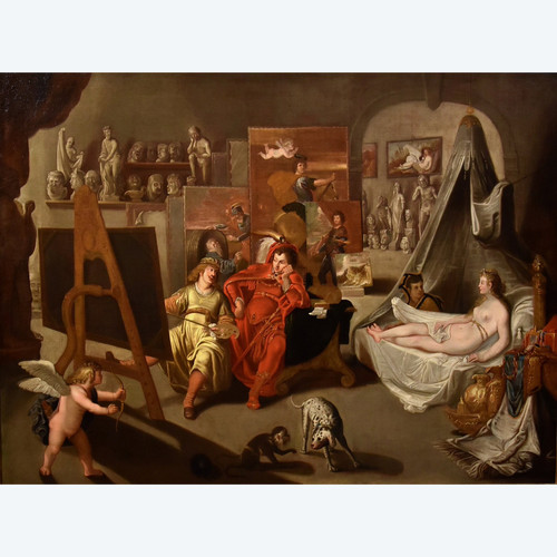 Balthasar Van Den Bossche (1681 - 1715) Alexander The Great And Campaspe In The Studio Of The Painte