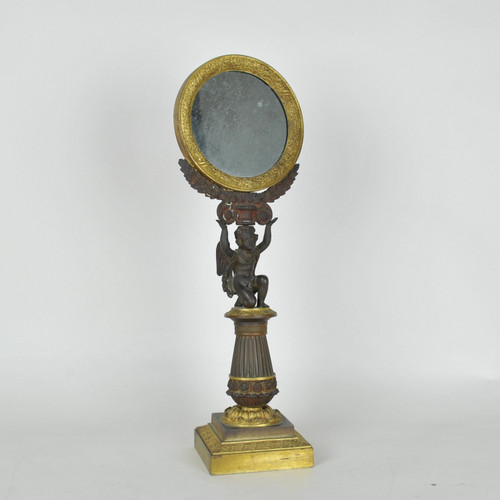 Miroir De Table En Bronze, époque Restauration, XIXème Siècle