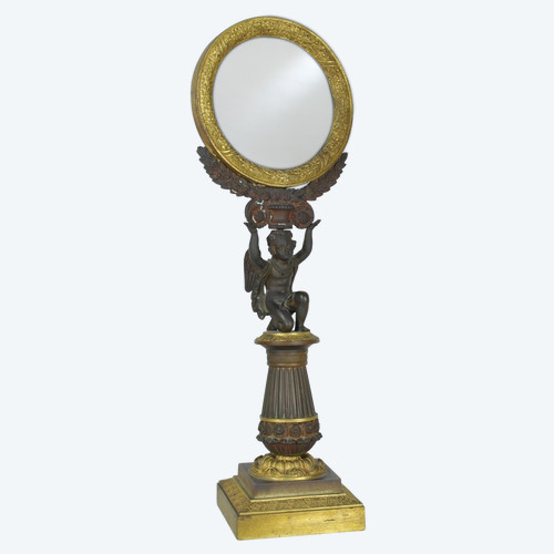 Miroir De Table En Bronze, époque Restauration, XIXème Siècle