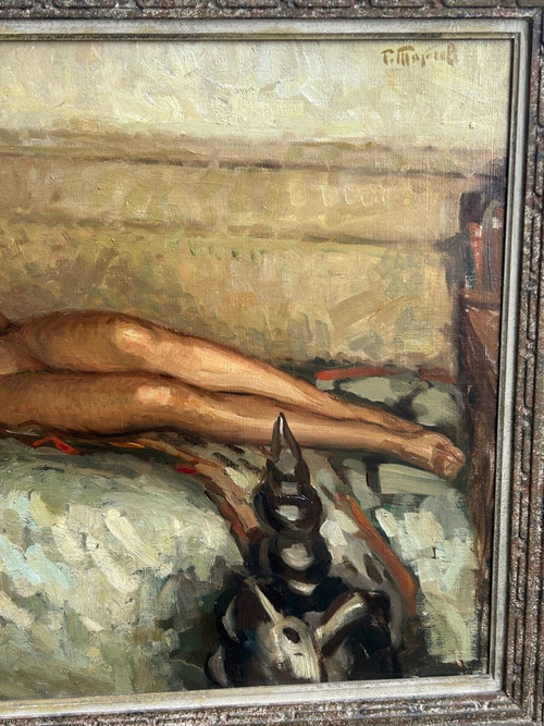 Fernand Majorel ( 1898-1965) Schlafende nackte junge Frau - Öl Auf Leinwand Orientalistisch