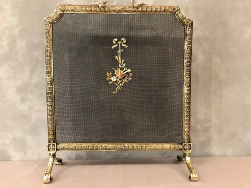 19th century bronze fireplace screen in Louis XVI style