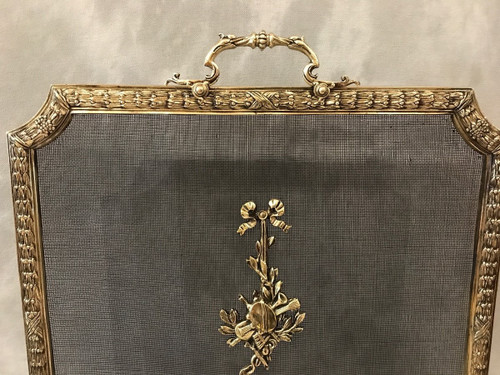 19th century bronze fireplace screen in Louis XVI style