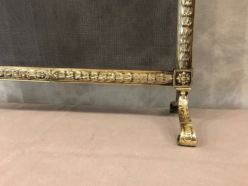 19th century bronze fireplace screen in Louis XVI style