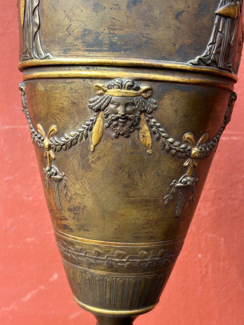 Paire De Vases Amphore Néo - Grec En Bronze à Deux Patines - France Fin XIXéme