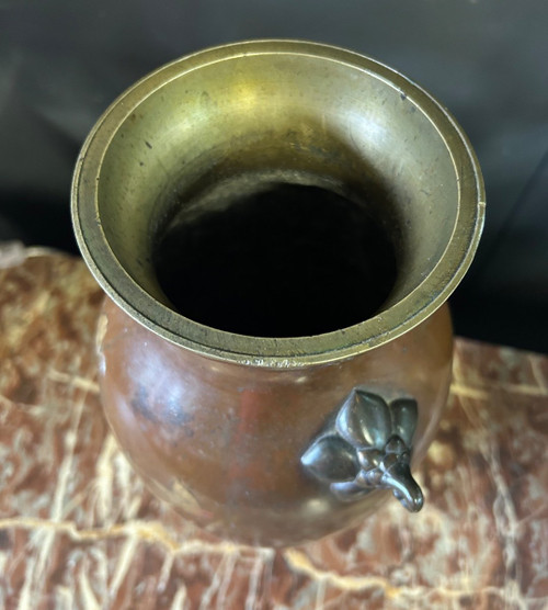 Vase Japonais - Japon Laqué Sur Bronze Du XIXéme Siècle H 38 Cm