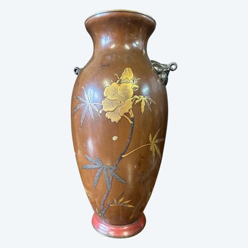 Vase Japonais - Japon Laqué Sur Bronze Du XIXéme Siècle H 38 Cm