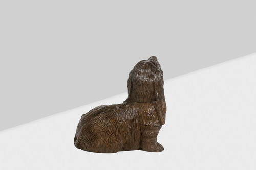 Carved basswood dog in Black Forest style, circa 1900