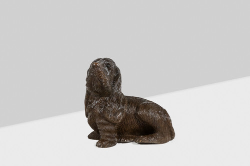 Carved basswood dog in Black Forest style, circa 1900