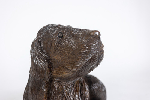 Carved basswood dog in Black Forest style, circa 1900