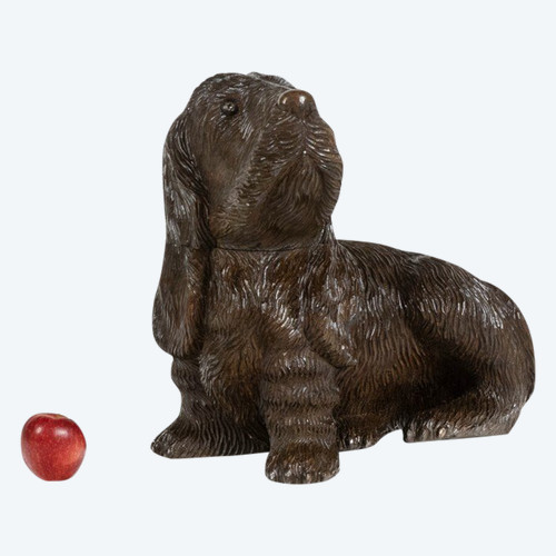 Carved basswood dog in Black Forest style, circa 1900