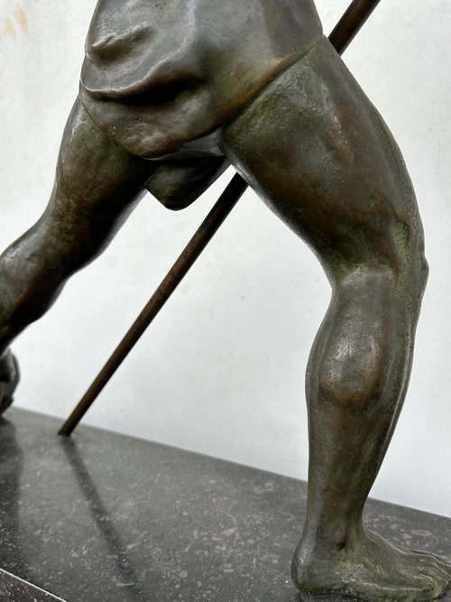 Grande bronzo Art Déco “La Force” non firmato H 59 x L 75 cm