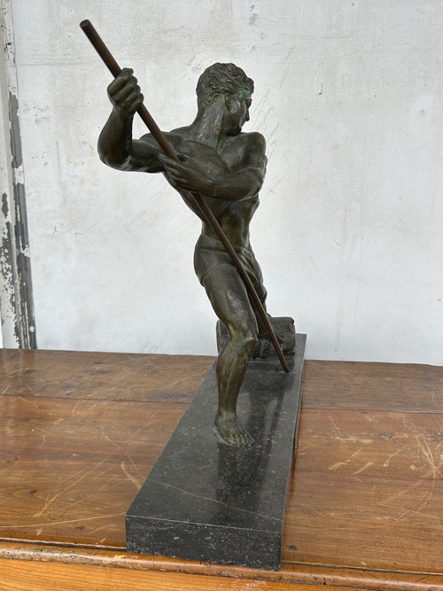Grande bronzo Art Déco “La Force” non firmato H 59 x L 75 cm