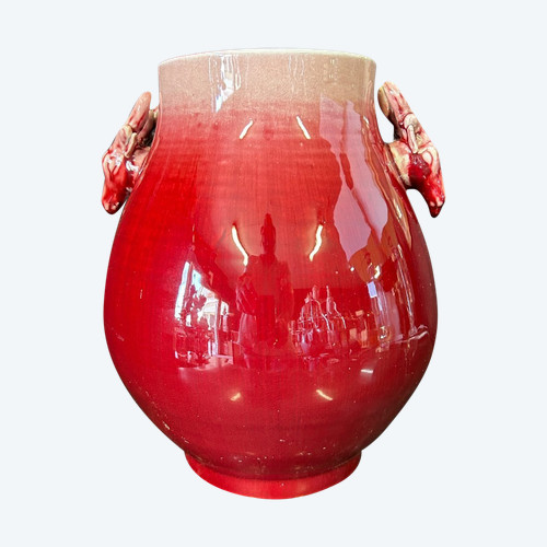 Vase Porcelaine De Chine Rouge Sang De Bœuf époque XXéme