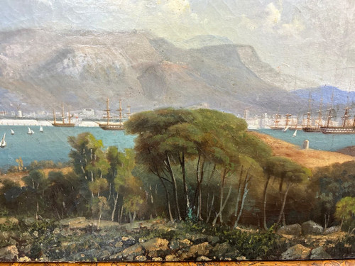 Vue De La Rade De Toulon Vers 1840-50 - école Française Du XIXéme tableau huile sur toile