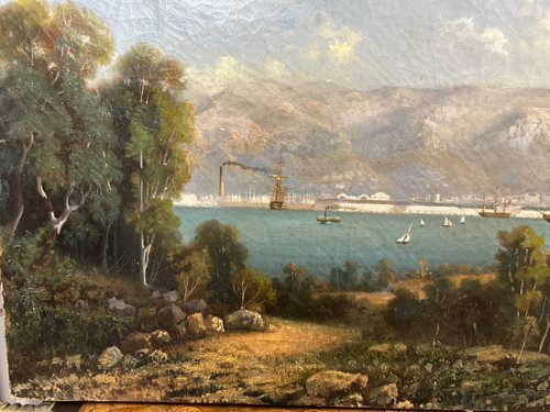 Vue De La Rade De Toulon Vers 1840-50 - école Française Du XIXéme tableau huile sur toile