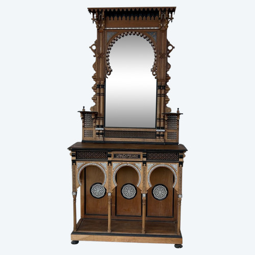 Atelier De Giuseppe Parvis - Grande Console Et Son Miroir égypte Vers 1880