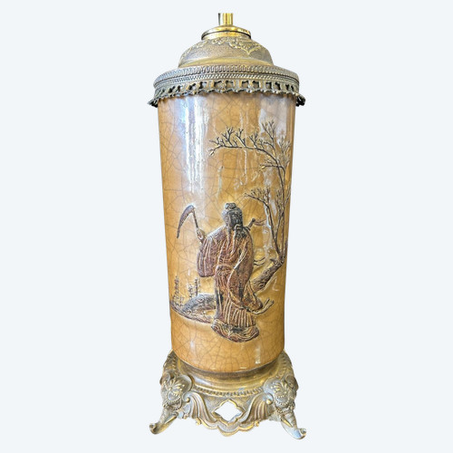 Grande lampada in porcellana cinese del XIX secolo
