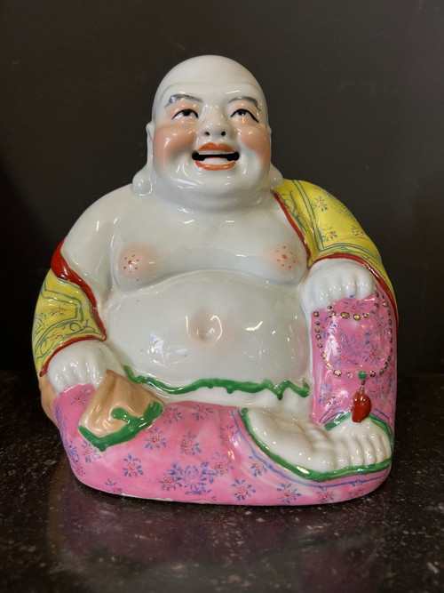 Buddha - Budai - Putai Rieur Enameled polychrome porcelain China Early 20th century