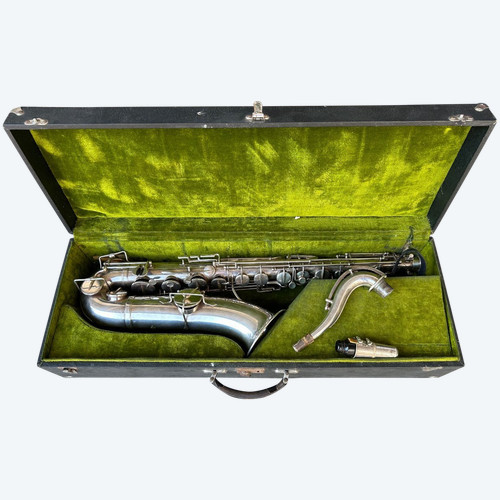 Saxophone - Saxo En Métal Argenté De Marque Couesnon & Cie Vers 1930