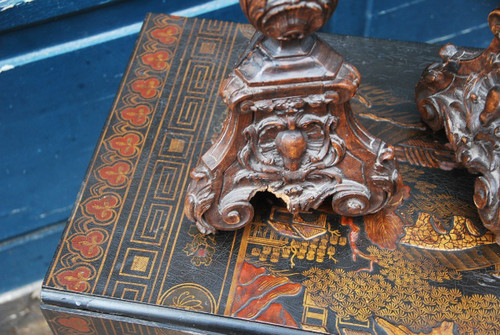 Coppia Di Candelieri In Legno Intagliato Epoca Luigi XIV