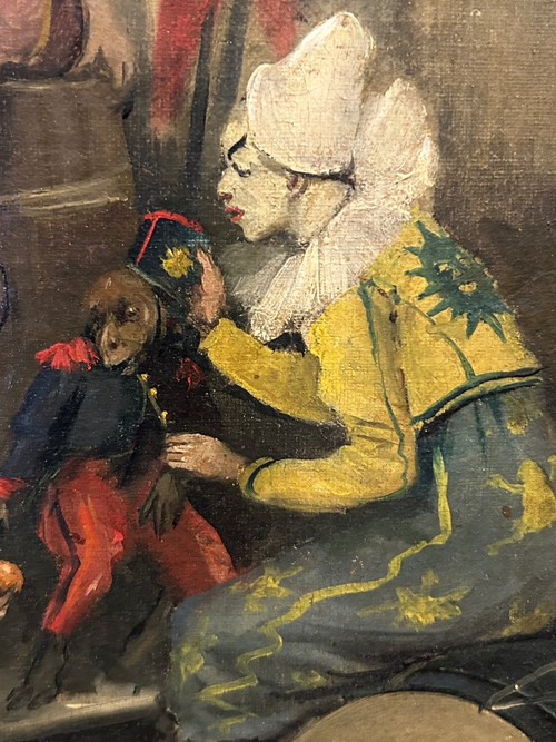Jo Francoeur -: Oil On Canvas - "Avant Le Spectacle De Cirque" circa 1900