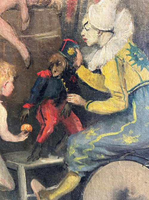 Jo Francoeur -: Oil On Canvas - "Avant Le Spectacle De Cirque" circa 1900