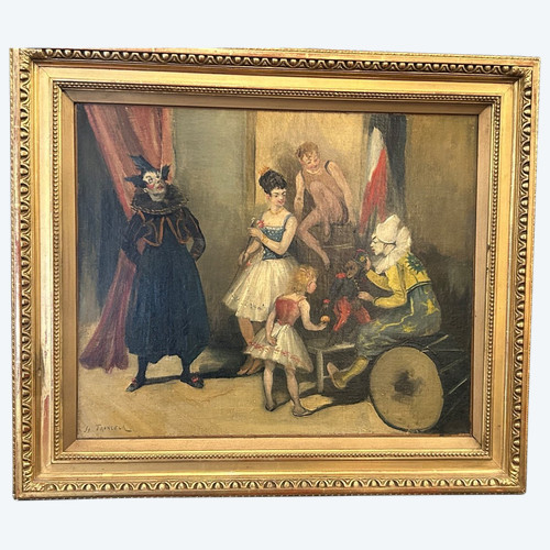 Jo Francoeur -: Oil On Canvas - "Avant Le Spectacle De Cirque" circa 1900