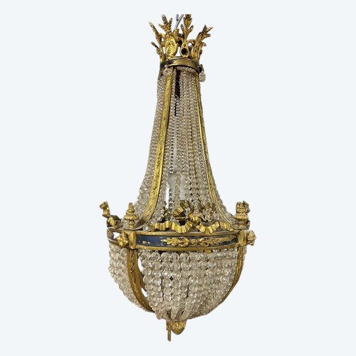 Gilded bronze Montgolfière chandelier In the Louis XVI style of the Napoleon III period