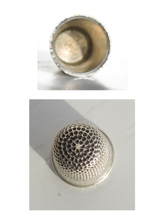 Sewing Kit Silver Late 19th Napoleon III Scissors Hook Thimble