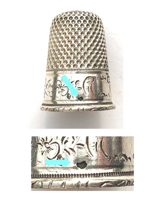 Sewing Kit Silver Late 19th Napoleon III Scissors Hook Thimble