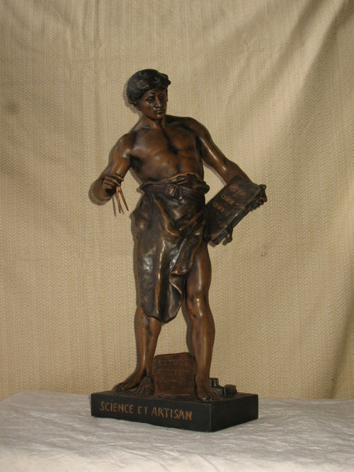 Grande scultura in regola di Emile Picault, Science et Artisan del XIX secolo