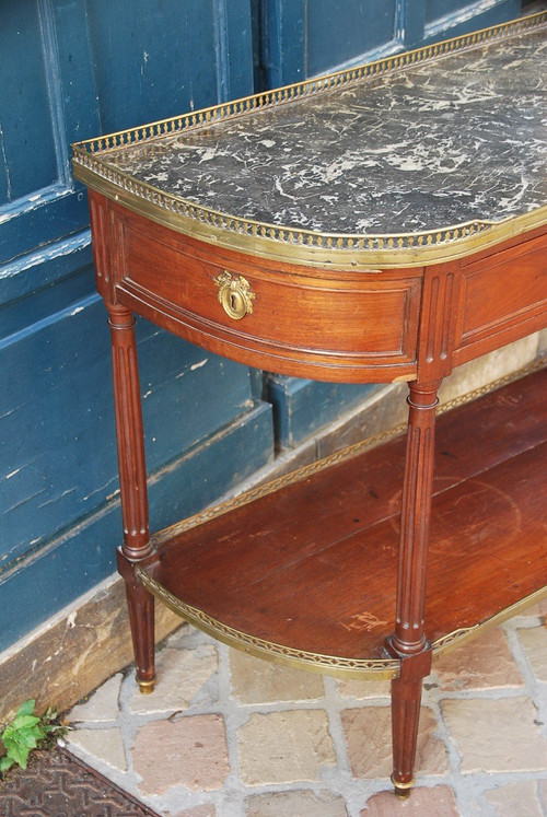 Console Mezza Luna In Mogano Epoca Luigi XVI Timbrata Da Nicolas Petit