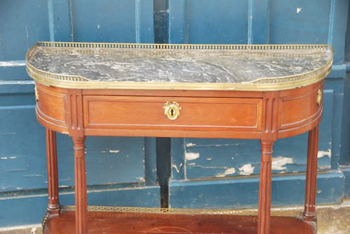 Console Mezza Luna In Mogano Epoca Luigi XVI Timbrata Da Nicolas Petit