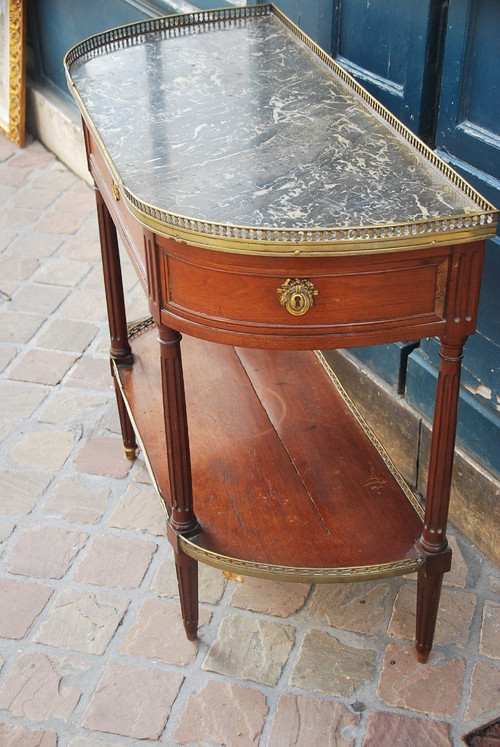 Console Mezza Luna In Mogano Epoca Luigi XVI Timbrata Da Nicolas Petit