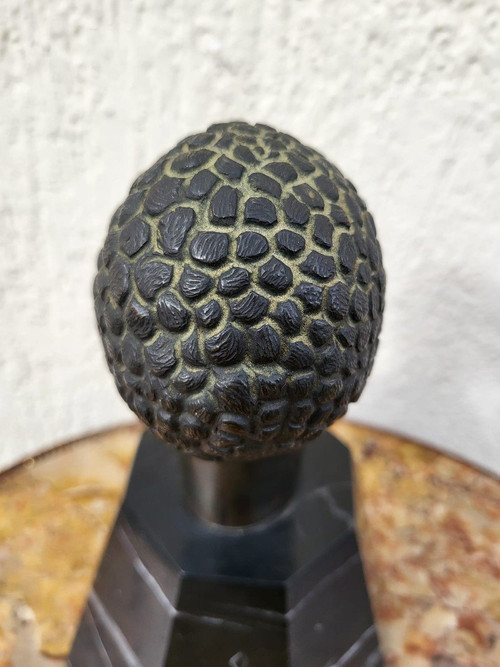 Scultura In Bronzo, Testa Africana, Su Base, XX Secolo