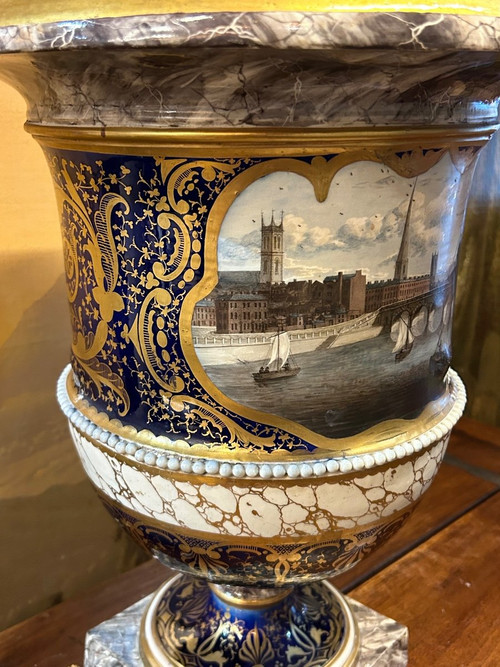 Important Vase Médicis En Porcelaine époque XIXéme H 52 Cm