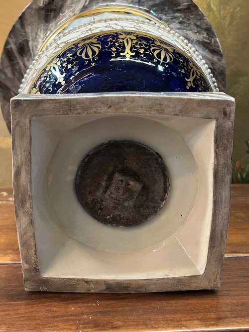 Important Vase Médicis En Porcelaine époque XIXéme H 52 Cm