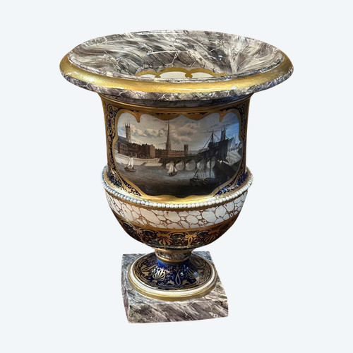 Important Vase Médicis En Porcelaine époque XIXéme H 52 Cm