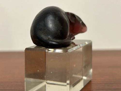 Small Mouse Sculpture In Garnet Glass Circa 1920
