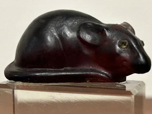 Small Mouse Sculpture In Garnet Glass Circa 1920
