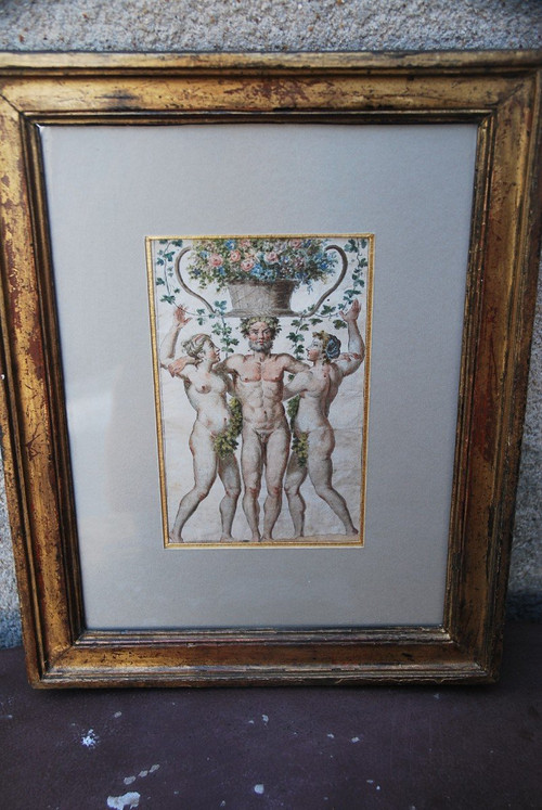 Dessin Polychrome XVIIIe siècle, Allégorie Du Printemps