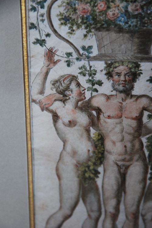 Dessin Polychrome XVIIIe siècle, Allégorie Du Printemps