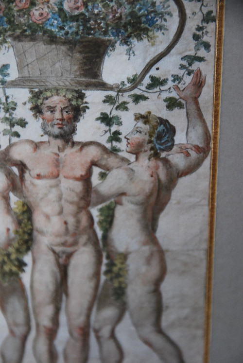 Dessin Polychrome XVIIIe siècle, Allégorie Du Printemps